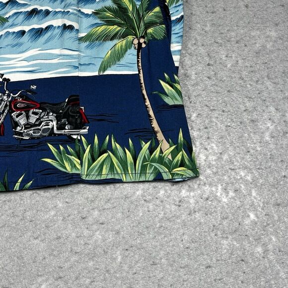 VTG Harley Davidson Hawaiian Shirt SMALL Motorcycles Sleeveless Biker Made USA - Picture 5 of 11